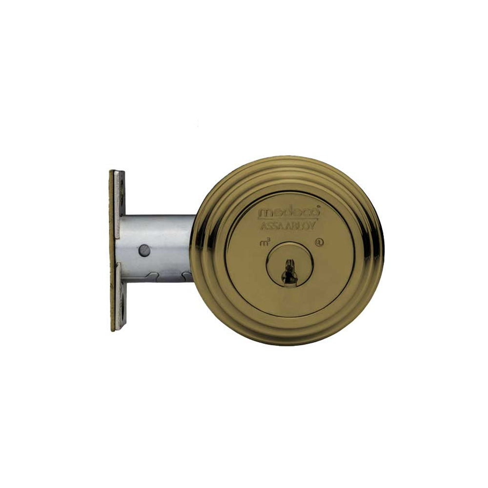 Medeco - 11R503T-09-DLT - Maxum Residential Deadbolt with 5 Pin DL Keyway Single Cylinder and 2 3/8 Backset - MedecoÂ³ - 09 (Antique Brass)