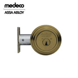 Medeco - 11R503T-09-DLT - Maxum Residential Deadbolt with 5 Pin DL Keyway Single Cylinder and 2 3/8 Backset - MedecoÂ³ - 09 (Antique Brass)