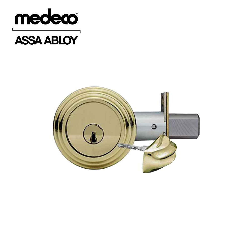 Medeco - 11R534J-05-DLT - Maxum Residential Deadbolt with 5 Pin DL Keyway Double Cylinder and 2-3/4 Backset - MedecoÂ³ BiLevel - 05 (Bright Brass)