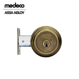 Medeco - 11R603J-09-DLT - Maxum Residential Deadbolt with 6 Pin DL Keyway Single Cylinder and 2-3/8 Backset - Medeco BiLevel - 09 (Antique Brass)