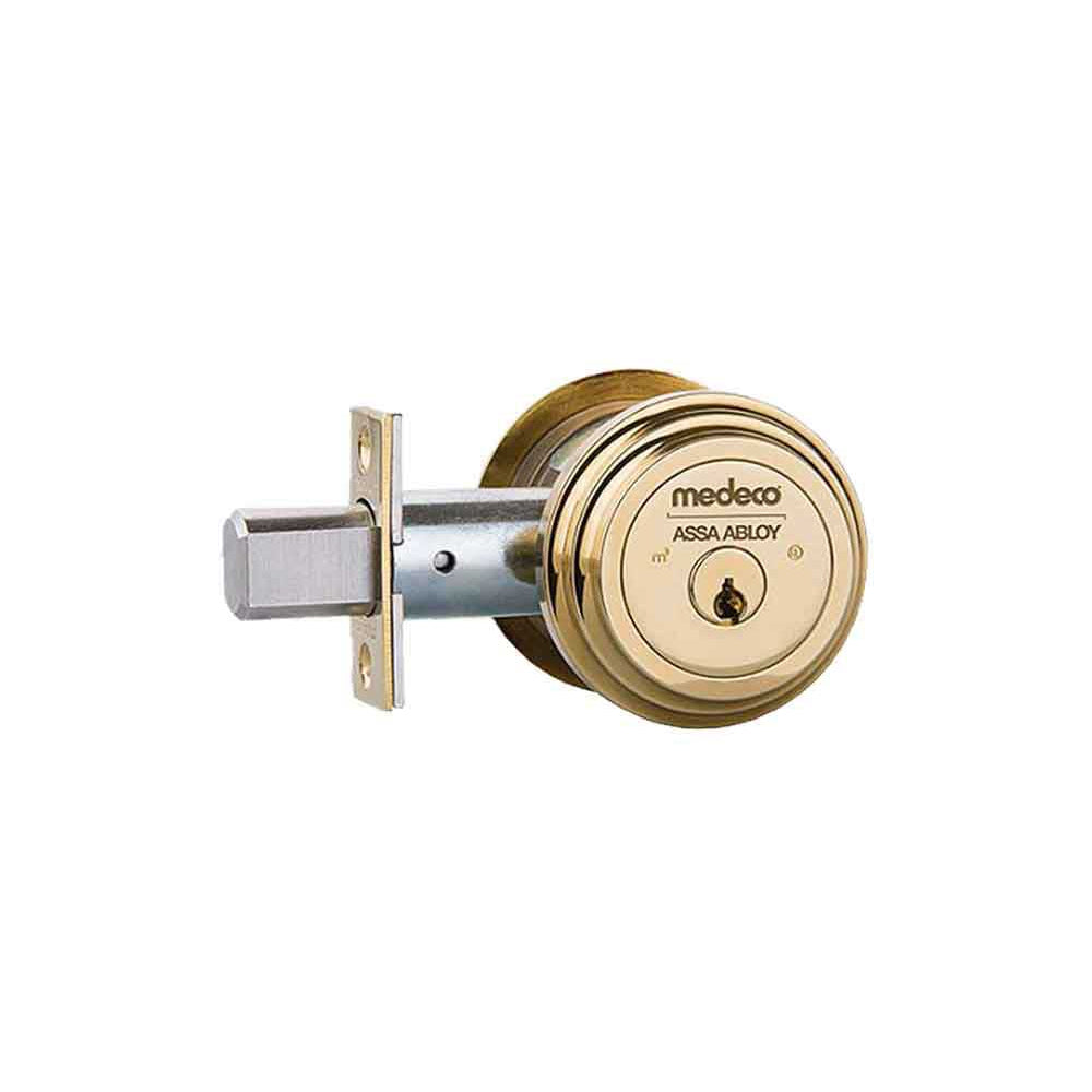 Medeco - 11R604T-05-DLT - Maxum Residential Deadbolt with 6 Pin DL Keyway Single Cylinder and 2-3/4 Backset - MedecoÂ³ - 05 (Bright Brass)