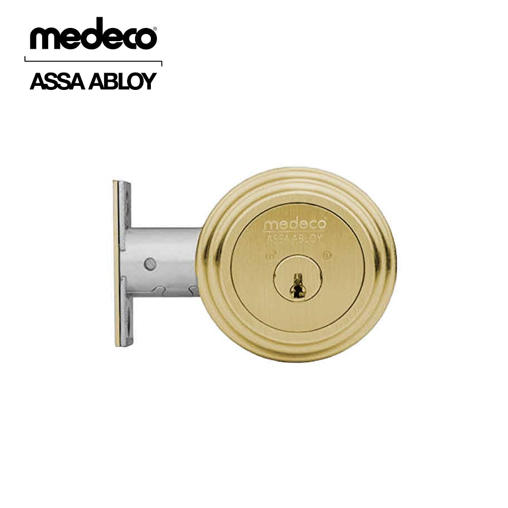 Medeco - 11R624T-05-DLT - Maxum Residential Deadbolt with 6 Pin DL Keyway Double Cylinder and 2-3/4 Backset - MedecoÂ³ - 05 (Bright Brass)