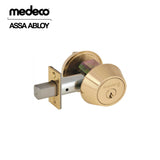 Medeco - 11TR505-05-DLQ - Residential Deadbolt with 5 Pin DL Keyway Single Cylinder and 2-3/8 Backset - Medeco - 05 (Bright Brass)