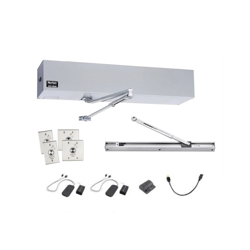 Norton - 5740K3 - Low Energy Surface Mounted Electrohydraulic Door Operator Universal Kit Push and Pull Arms with 2 Wall Switches and 2 Transmitters Receiver Power Cord