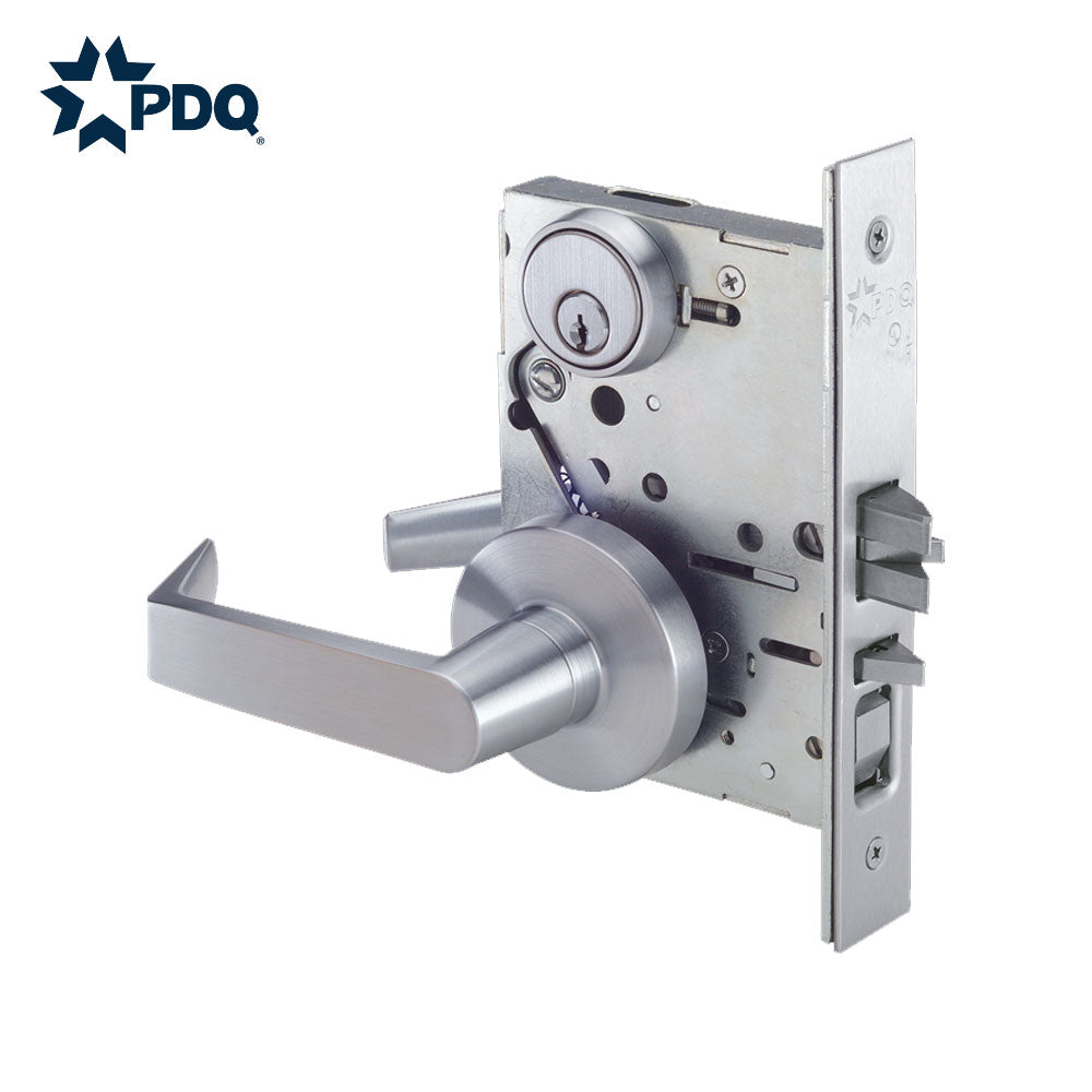 PDQ MR113 - J Series Classroom Hold Back Single Cyl Mortise Lock with Curved Lip Strike - Door Thickness 1-3/4" and Wide Escutcheon (EW) Trim - ANSI F06 - Grade 1