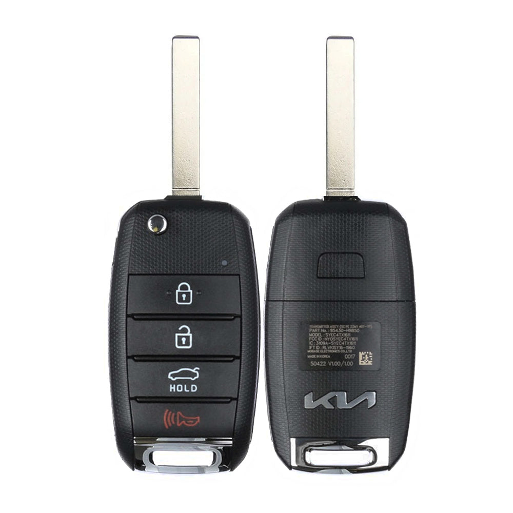 2021 - 2023 Kia Rio Flip Key Fob 4B w/ Trunk FCC# NYOSYEC4TX1611 (SC-4BT) - 4D 60 80 BIT - 95430-H9850