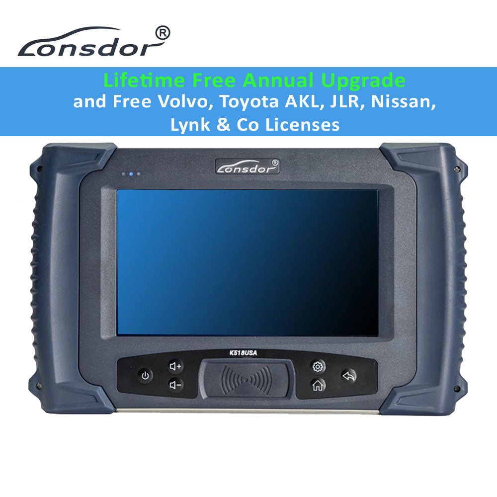 Lonsdor K518USA Key Programmer (USA Version) with Free Lifetime Annual Upgrade and Free Volvo, Toyota AKL, JLR, Nissan, Lynk & Co Licenses