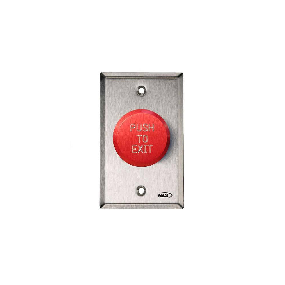 RCI 991-REPTD-32D - Pneumatic Time Delay Push Button with Push to Exit Red Button - 32D (Stainless Steel Finish-630)