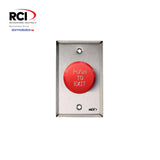 RCI 991-REPTD-32D - Pneumatic Time Delay Push Button with Push to Exit Red Button - 32D (Stainless Steel Finish-630)