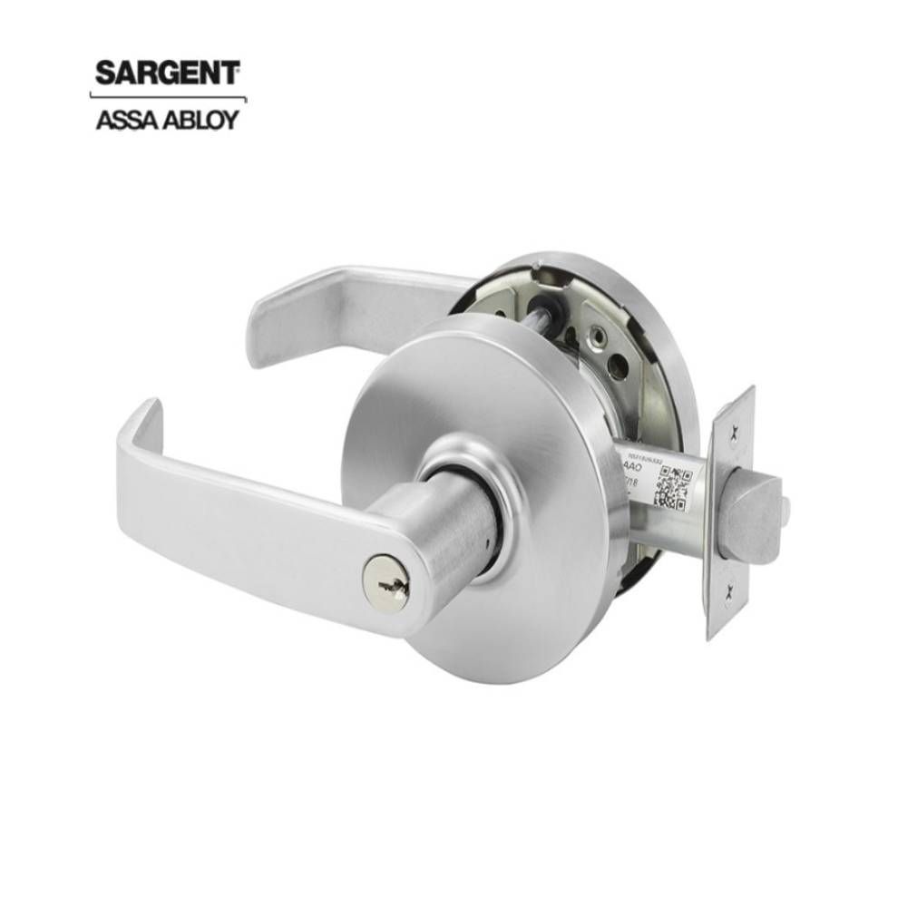 Sargent - 28FW-10G05 - Free Wheeling Entrance L Lever - 2-3/4 Backset - LA Keyway - 4-7/8 Curved Lip Strike - US26D (Satin Chrome)