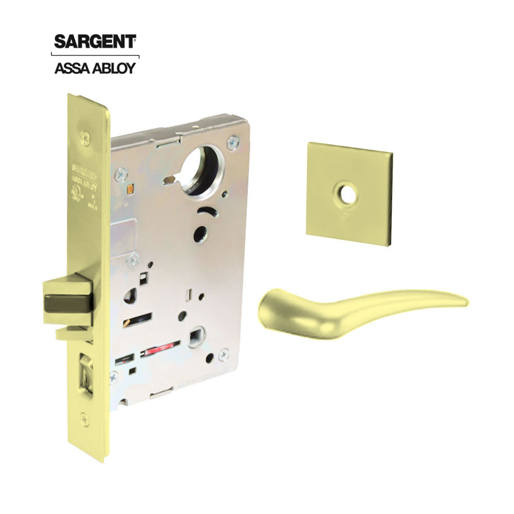 Sargent - 8204 - Storeroom Mortise Lock - Heavy Duty Standard Cylinder - LFIC - Rose Trim Function - Grade 1 - US3 (Bright Brass, Clear Coated)