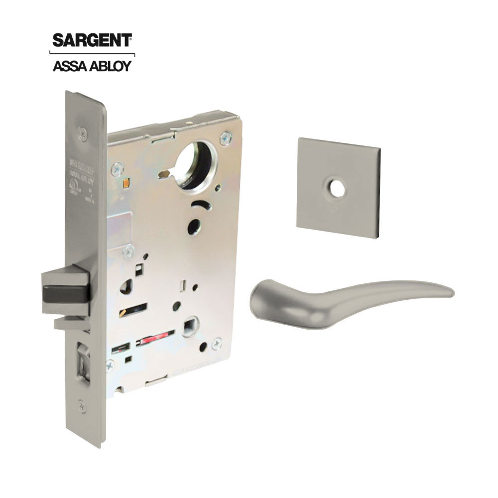 Sargent - 8204 - Storeroom Mortise Lock - Heavy Duty Standard Cylinder - LFIC - Rose Trim Function - Grade 1 - US14 (Bright Nickel Plated, Clear Coated)