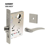 Sargent - 8204 - Storeroom Mortise Lock - Heavy Duty Standard Cylinder - LFIC - Rose Trim Function - Grade 1 - US14 (Bright Nickel Plated, Clear Coated)