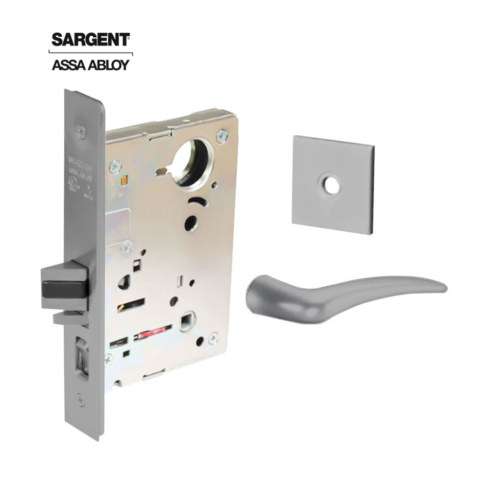 Sargent - 8204 - Storeroom Mortise Lock - Heavy Duty Standard Cylinder - LFIC - Rose Trim Function - Grade 1 - US26 (Bright Chromium Plated Over Nickel)