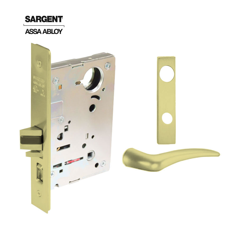 Sargent - 8204 - Storeroom Mortise Lock - Heavy Duty Standard Cylinder - LFIC - Keyed Alike - Escutcheon Trim Function - Grade 1 - US3 (Bright Brass, Clear Coated)