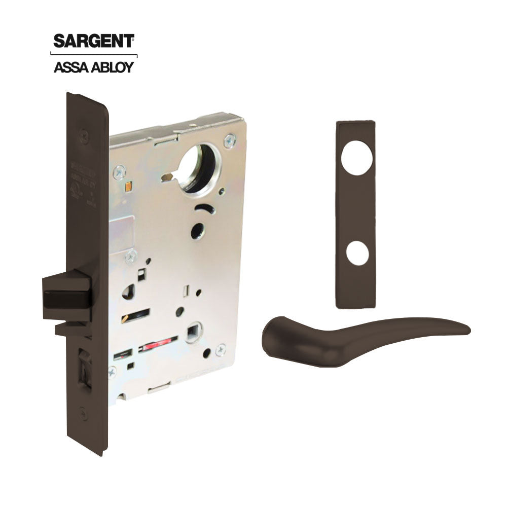 Sargent - 8204 - Storeroom Mortise Lock - Heavy Duty Standard Cylinder - LFIC - Keyed Alike - Escutcheon Trim Function - Grade 1 - US10BE (Dark Oxidized Satin Bronze)