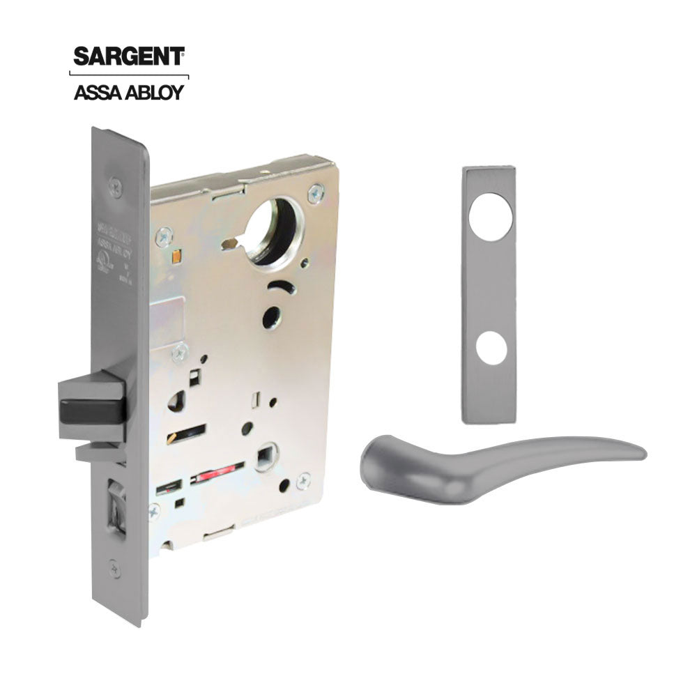 Sargent - 8204 - Storeroom Mortise Lock - Heavy Duty Standard Cylinder - LFIC - Keyed Alike - Escutcheon Trim Function - Grade 1 - US26D (Satin Chromium Plated Over Nickel)