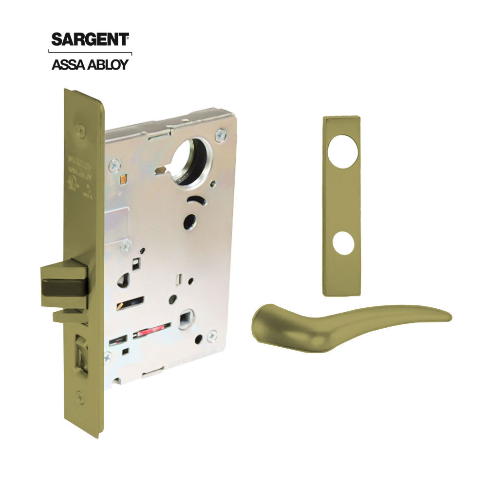 Sargent - 8204 - Storeroom Mortise Lock - Heavy Duty Standard Cylinder - LFIC - Key Code- Escutcheon Trim Function - Grade 1 - US4 (Satin Brass, Clear Coated)