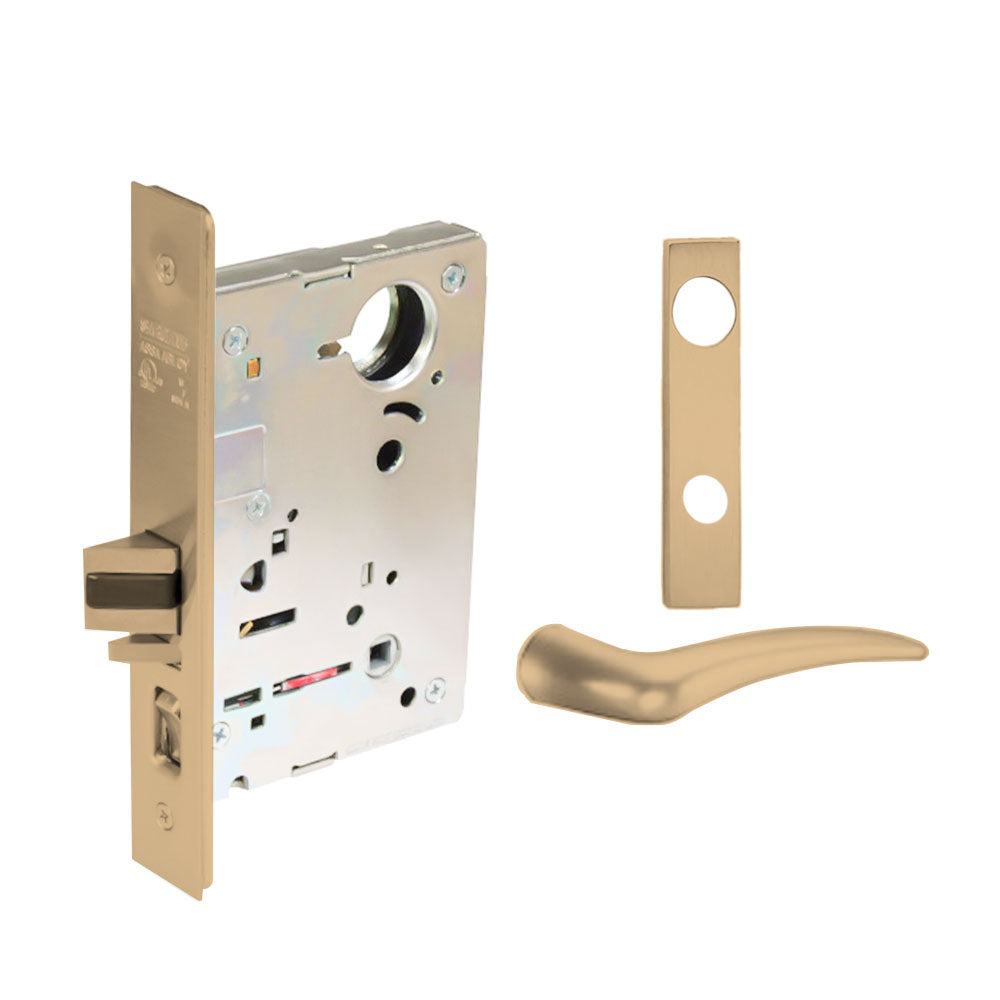 Sargent - 8204 - Storeroom Mortise Lock - Heavy Duty Standard Cylinder - LFIC - Keyed Different - Escutcheon Trim Function - Grade 1 - US9 (Bright Bronze, Clear Coated)