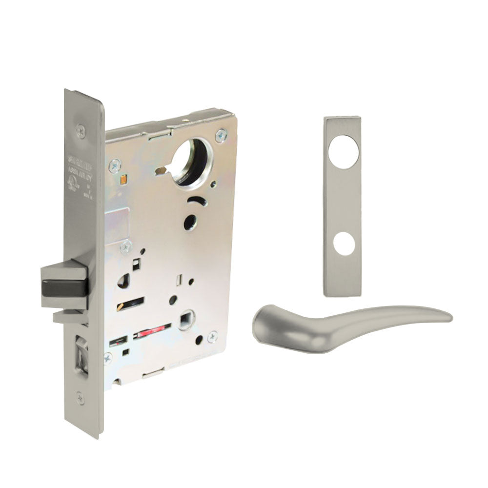 Sargent - 8204 - Storeroom Mortise Lock - Heavy Duty Standard Cylinder - LFIC - Keyed Different- Escutcheon Trim Function - Grade 1 - US14 (Bright Nickel Plated, Clear Coated)