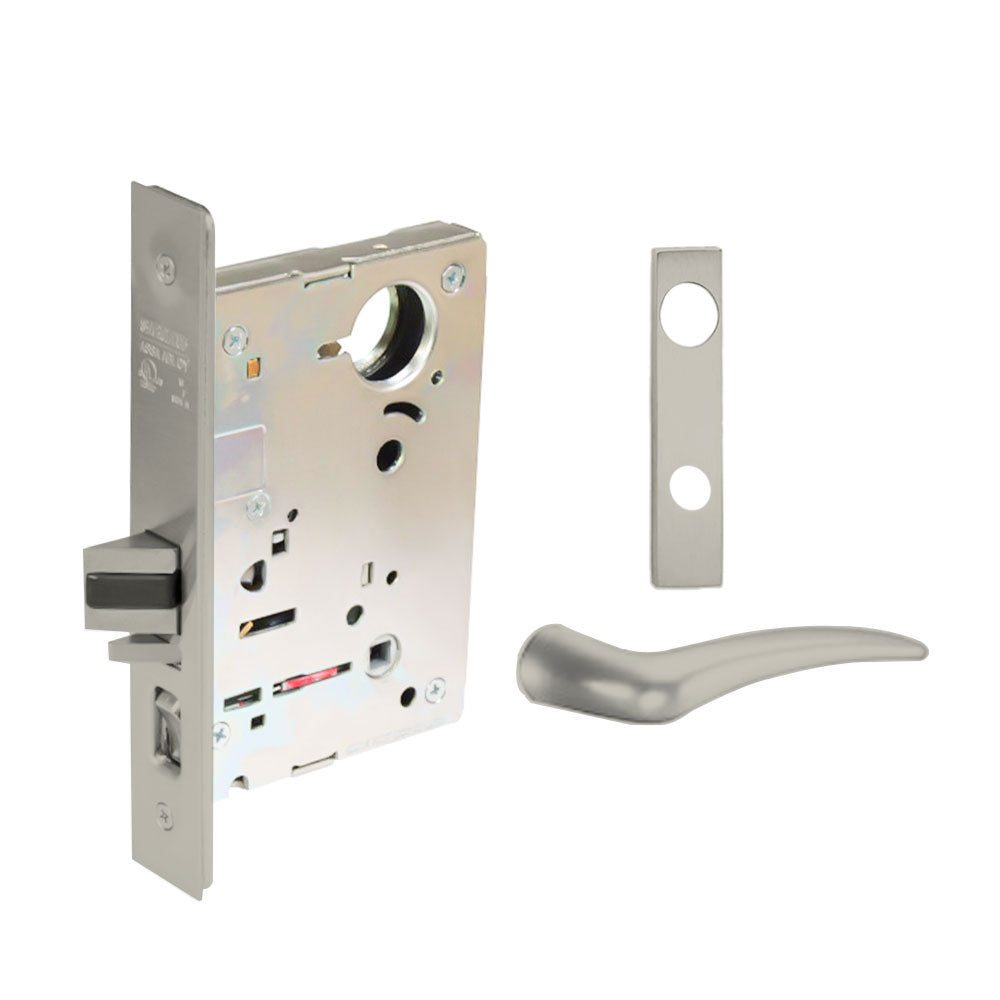 Sargent - 8204 - Storeroom Mortise Lock - Heavy Duty Standard Cylinder - LFIC - Keyed Different- Escutcheon Trim Function - Grade 1 - US14 (Bright Nickel Plated, Clear Coated)