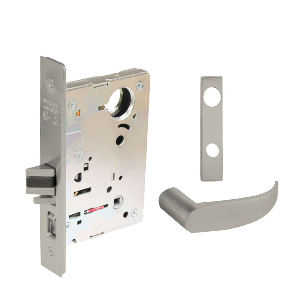 Sargent - 8204 - Storeroom Mortise Lock - Heavy Duty Standard Cylinder - LFIC - Keyed Different- Escutcheon Trim Function - Grade 1 - US14 (Bright Nickel Plated, Clear Coated)