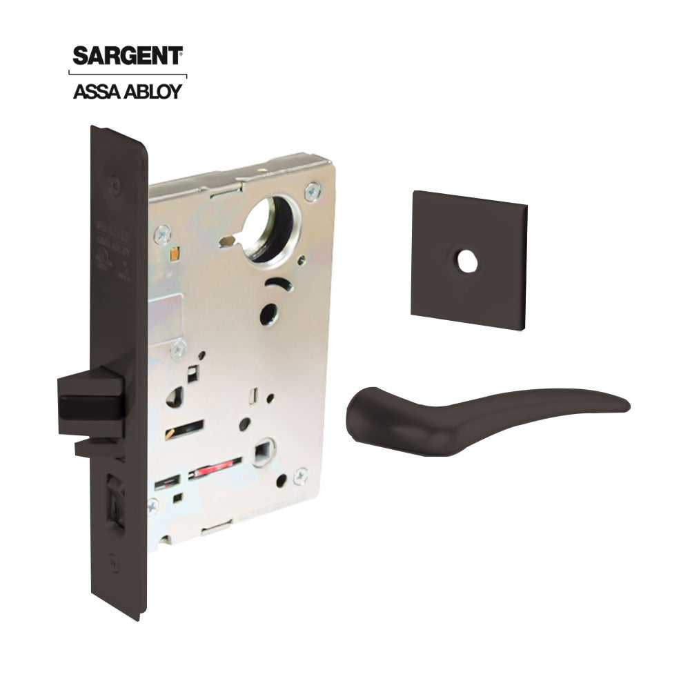 Sargent - 8204 - Storeroom Mortise Lock - Heavy Duty Standard Cylinder - LFIC - Key Code- Rose Trim Function - Grade 1 - US10BL (Dark Oxidized Satin Bronze Clear Coated)