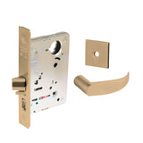 Sargent - 8204 - Storeroom Mortise Lock - Heavy Duty Standard Cylinder - LFIC - Key Code- Rose Trim Function - Grade 1 - US9 (Bright Bronze, Clear Coated)