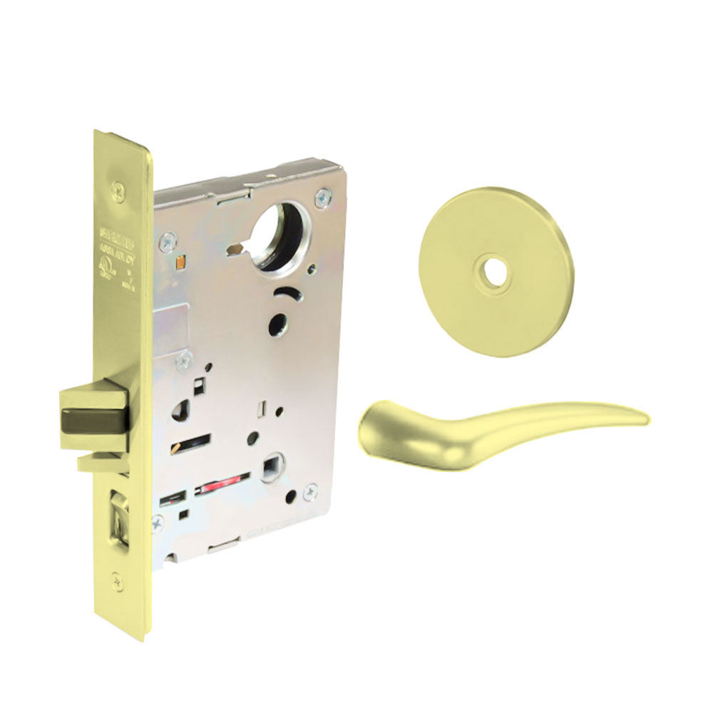 Sargent - 8204 - Storeroom Mortise Lock - Heavy Duty Standard Cylinder - LFIC - Key Code- Rose Trim Function - Grade 1 - US3 (Bright Brass, Clear Coated)