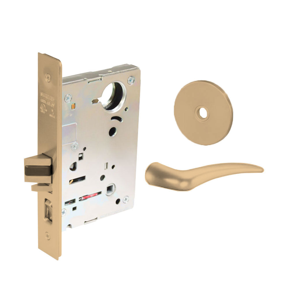 Sargent - 8204 - Storeroom Mortise Lock - Heavy Duty Standard Cylinder - LFIC - Key Code- Rose Trim Function - Grade 1 - US9 (Bright Bronze, Clear Coated)