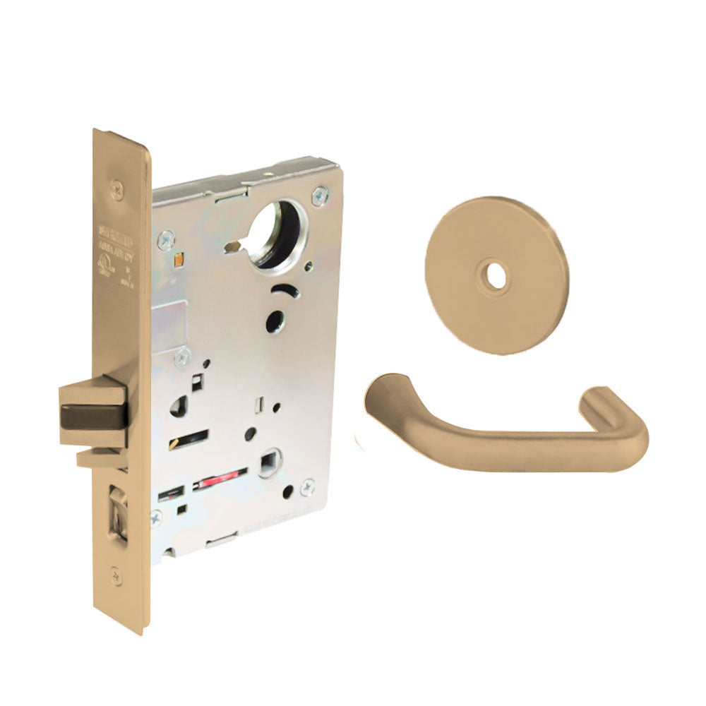 Sargent - 8204 - Storeroom Mortise Lock - Heavy Duty Standard Cylinder - LFIC - Key Code- Rose Trim Function - Grade 1 - US9 (Bright Bronze, Clear Coated)