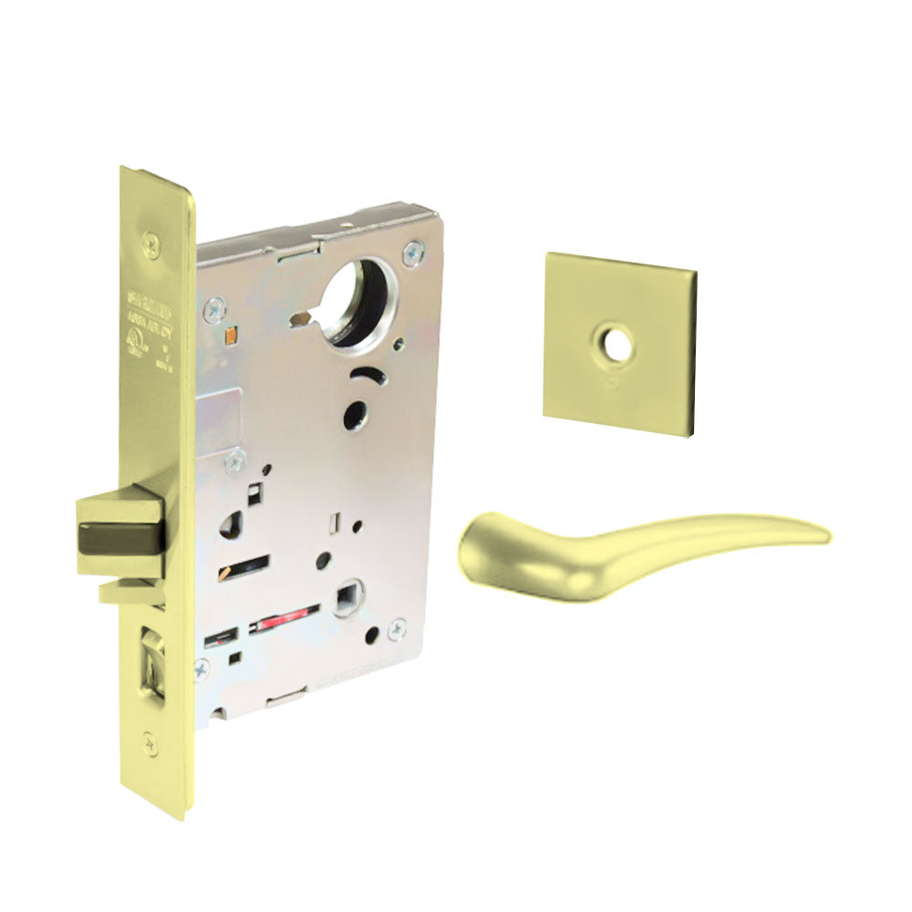 Sargent - 8204 - Storeroom Mortise Lock - Heavy Duty Less Cylinder - LFIC - Rose Trim Function - Grade 1 - US3 (Bright Brass, Clear Coated)