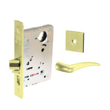 Sargent - 8204 - Storeroom Mortise Lock - Heavy Duty Less Cylinder - LFIC - Rose Trim Function - Grade 1 - US3 (Bright Brass, Clear Coated)