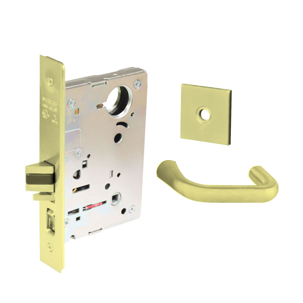 Sargent - 8204 - Storeroom Mortise Lock - Heavy Duty Less Cylinder - LFIC - Rose Trim Function - Grade 1 - US3 (Bright Brass, Clear Coated)