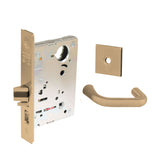 Sargent - 8204 - Storeroom Mortise Lock - Heavy Duty Less Cylinder - LFIC - Rose Trim Function - Grade 1 - US9 (Bright Bronze, Clear Coated)