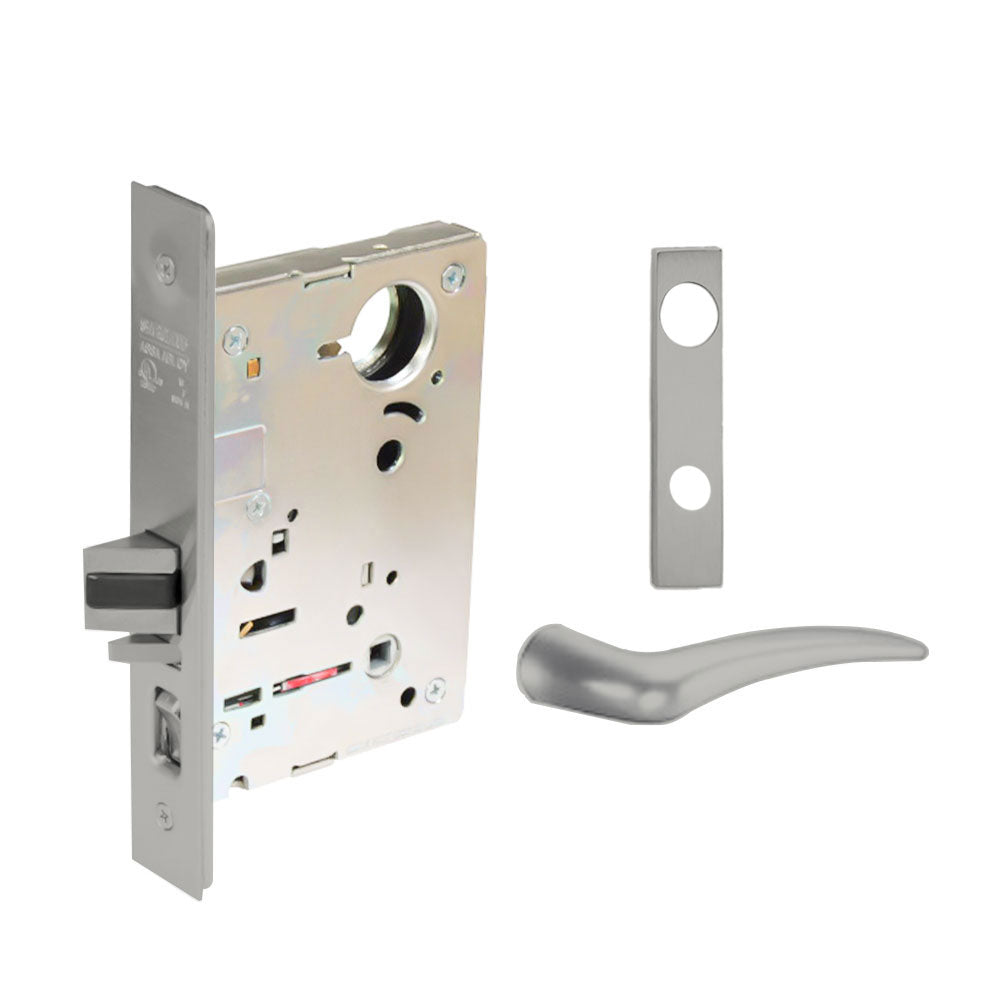 Sargent - 8204 - Storeroom Mortise Lock - Heavy Duty Less Cylinder - LFIC - Key Code- Escutcheon Trim Function - Grade 1 - US32 (Bright Stainless Steel)