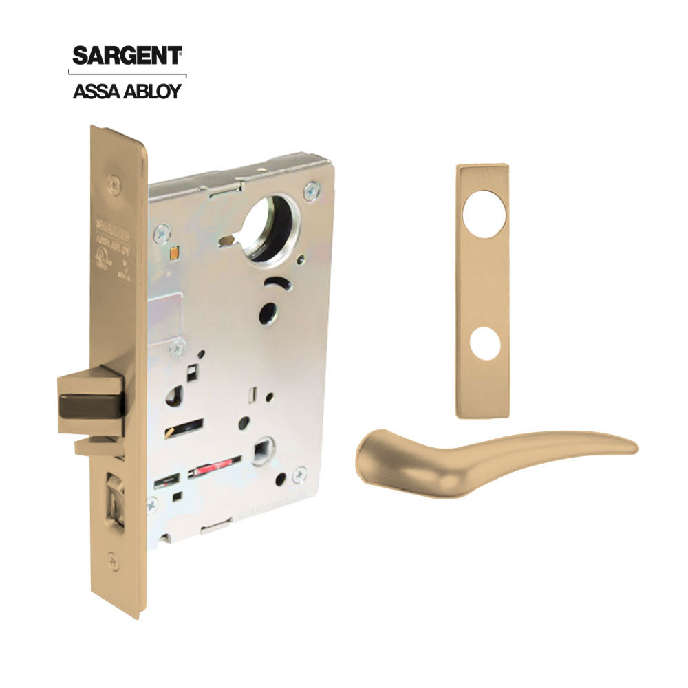 Sargent - 8204 - Storeroom Mortise Lock - Heavy Duty Less Cylinder - LFIC - Keyed Different - Escutcheon Trim Function - Grade 1 - US9 (Bright Bronze, Clear Coated)