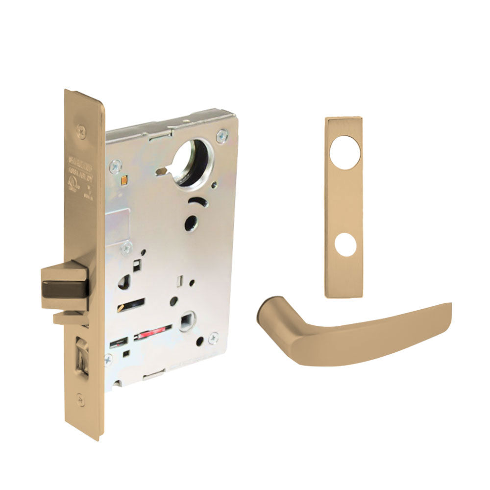 Sargent - 8204 - Storeroom Mortise Lock - Heavy Duty Less Cylinder - LFIC - Keyed Different - Escutcheon Trim Function - Grade 1 - US9 (Bright Bronze, Clear Coated)