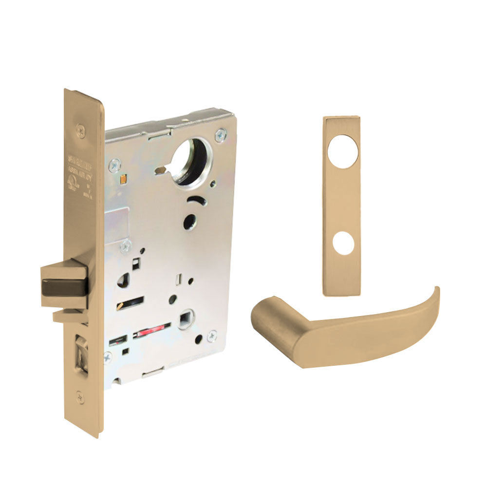 Sargent - 8204 - Storeroom Mortise Lock - Heavy Duty Less Cylinder - LFIC - Keyed Different - Escutcheon Trim Function - Grade 1 - US9 (Bright Bronze, Clear Coated)