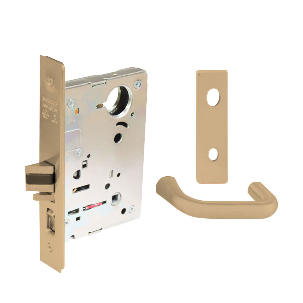 Sargent - 8204 - Storeroom Mortise Lock - Heavy Duty Less Cylinder - LFIC - Keyed Different - Escutcheon Trim Function - Grade 1 - US9 (Bright Bronze, Clear Coated)