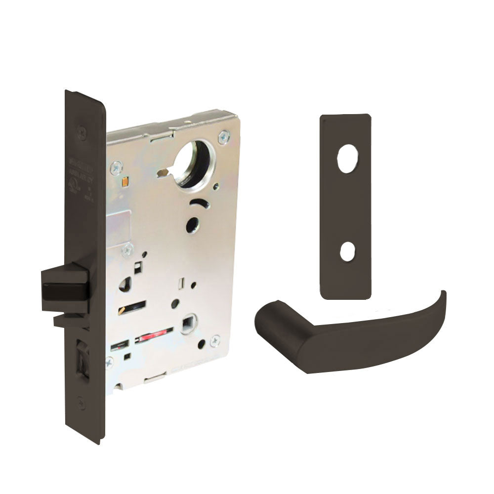 Sargent - 8204 - Storeroom Mortise Lock - Heavy Duty Less Cylinder - LFIC - Keyed Different - Escutcheon Trim Function - Grade 1 - US10B (Dark Oxidized Satin Bronze, Oil Rubbed)