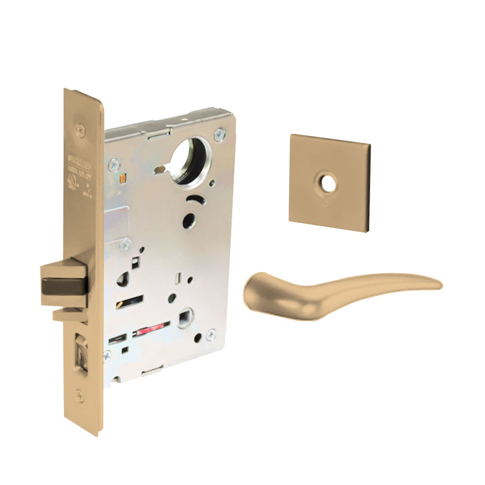 Sargent - 8204 - Storeroom Mortise Lock - Heavy Duty Less Cylinder - LFIC - Keyed Alike - Rose Trim Function - Grade 1 - US9 (Bright Bronze, Clear Coated)