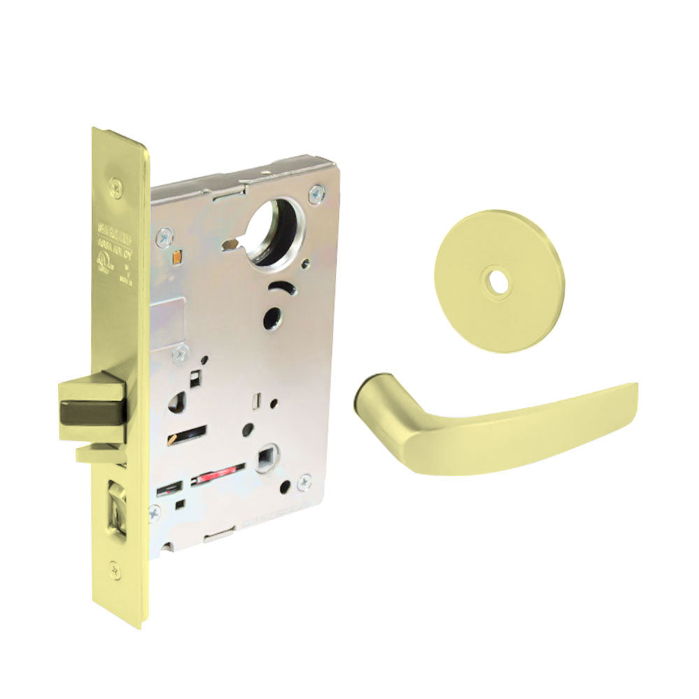 Sargent - 8204 - Storeroom Mortise Lock - Heavy Duty Less Cylinder - LFIC - Keyed Alike - Rose Trim Function - Grade 1 - US3 (Bright Brass, Clear Coated)