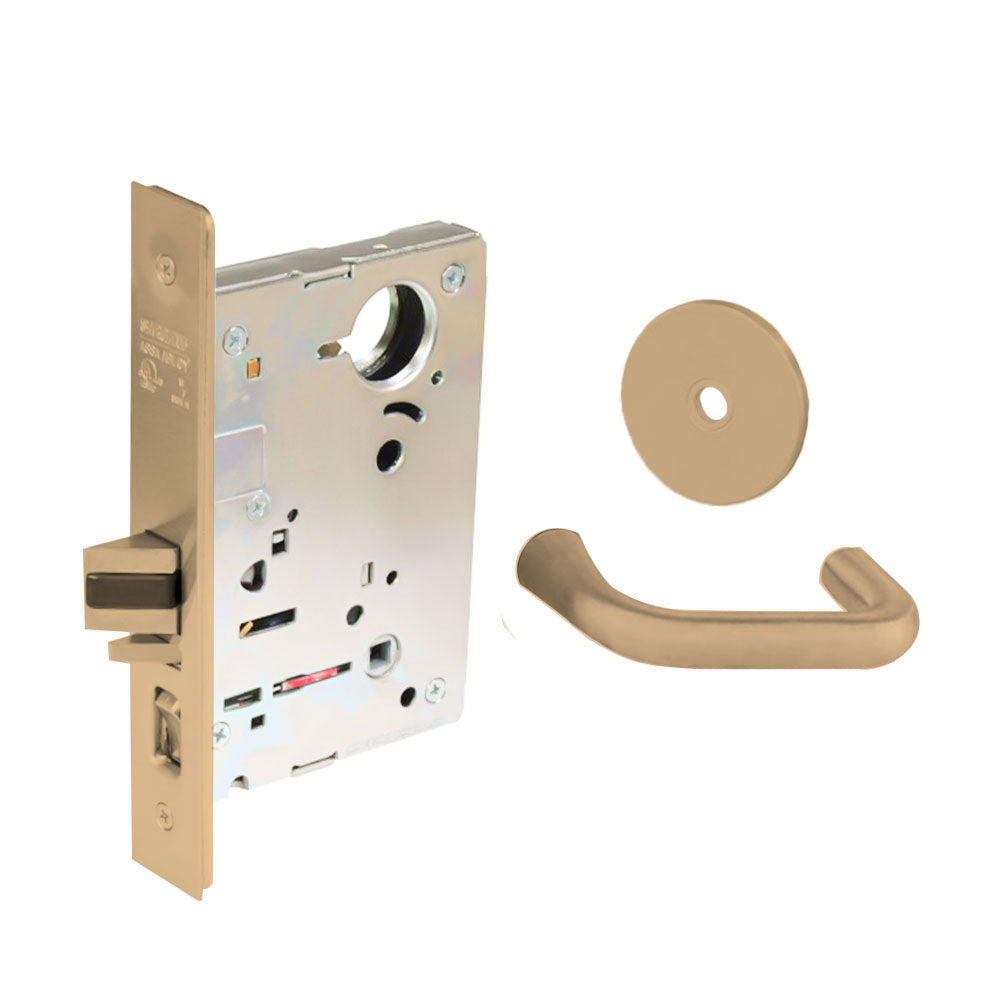 Sargent - 8204 - Storeroom Mortise Lock - Heavy Duty Less Cylinder - LFIC - Keyed Alike - Rose Trim Function - Grade 1 - US9 (Bright Bronze, Clear Coated)