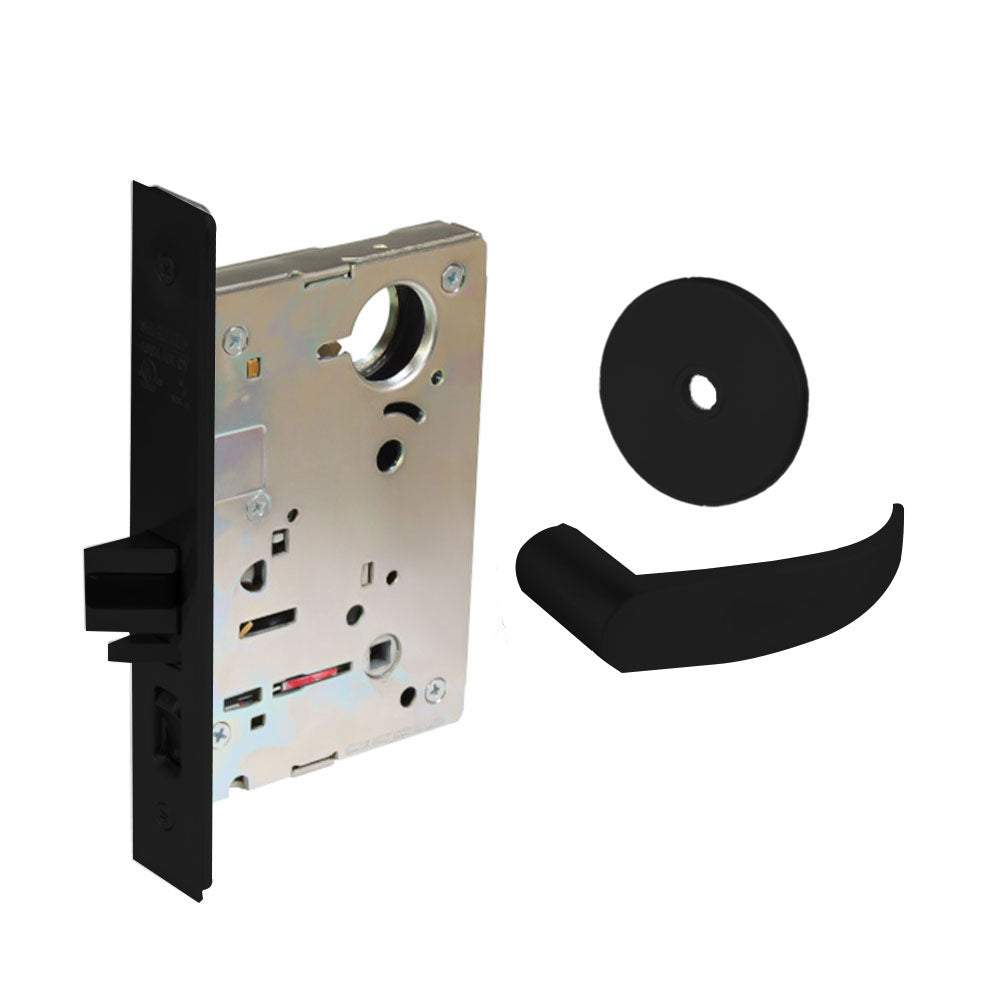 Sargent - 8204 - Storeroom Mortise Lock - Heavy Duty Less Cylinder - LFIC - Keyed Alike - Rose Trim Function - Grade 1 - BSP (Black Suede Powder Coat)