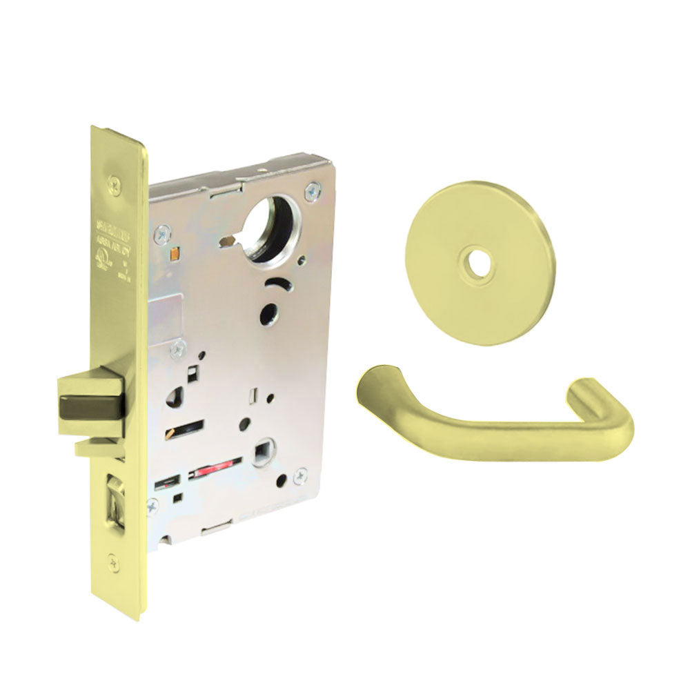 Sargent - 8204 - Storeroom Mortise Lock - Heavy Duty Less Cylinder - LFIC - Key Code- Rose Trim Function - Grade 1 - US3 (Bright Brass, Clear Coated)