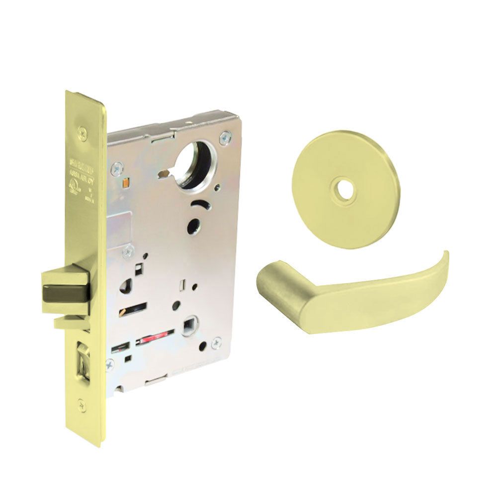 Sargent - 8204 - Storeroom Mortise Lock - Heavy Duty Less Cylinder - LFIC - Key Code- Rose Trim Function - Grade 1 - US3 (Bright Brass, Clear Coated)