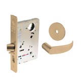 Sargent - 8204 - Storeroom Mortise Lock - Heavy Duty Less Cylinder - LFIC - Key Code- Rose Trim Function - Grade 1 - US9 (Bright Bronze, Clear Coated)