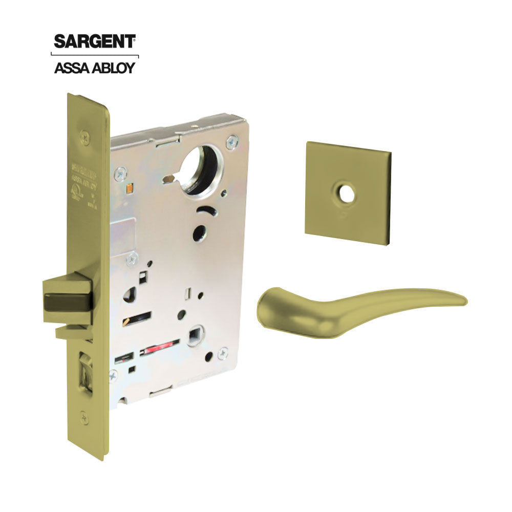 Sargent - 8204 - Storeroom Mortise Lock - Heavy Duty Less Cylinder - LFIC - Keyed Different - Rose Trim Function - Grade 1 - US4 (Satin Brass, Clear Coated)