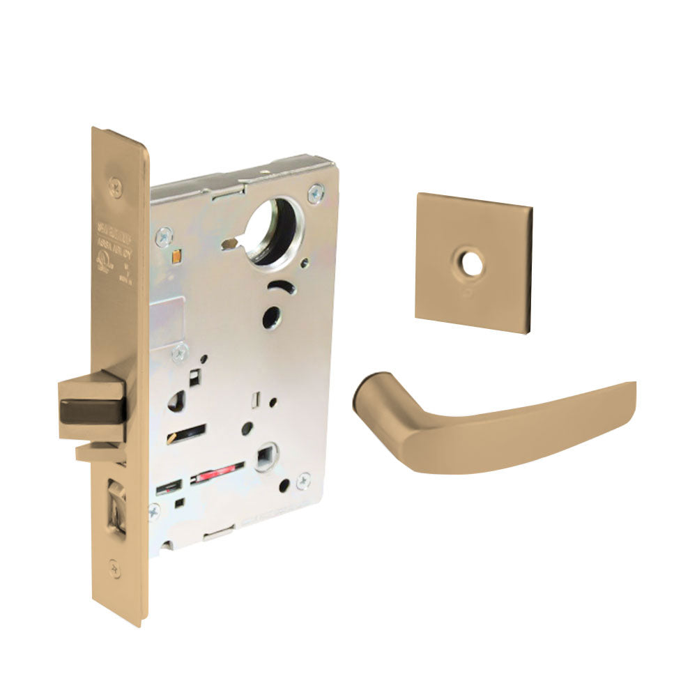 Sargent - 8204 - Storeroom Mortise Lock - Heavy Duty Less Cylinder - LFIC - Keyed Different - Rose Trim Function - Grade 1 - US9 (Bright Bronze, Clear Coated)